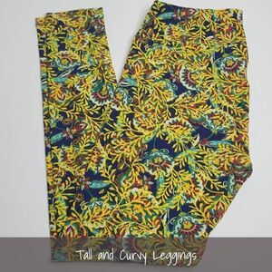 LuLaRoe TC Leggings Floral Blue Yellow NEW